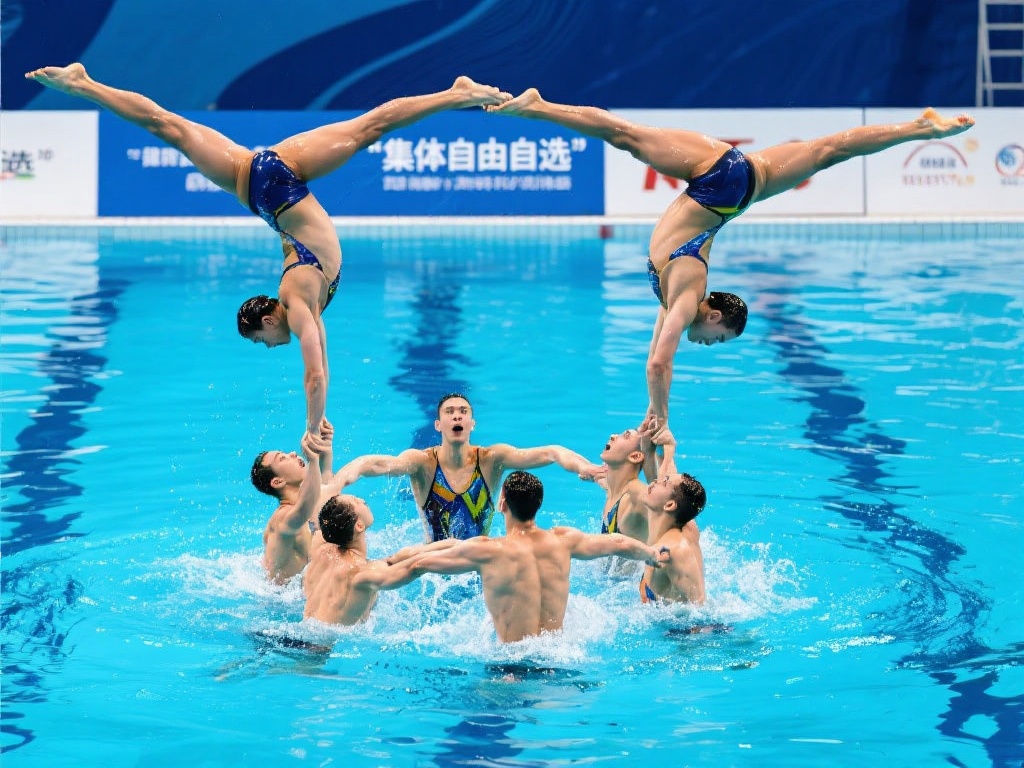 花样游泳世界杯总决赛:集体自由自选巅峰对决 团队默契是“集体自由自选”的核心基础。所